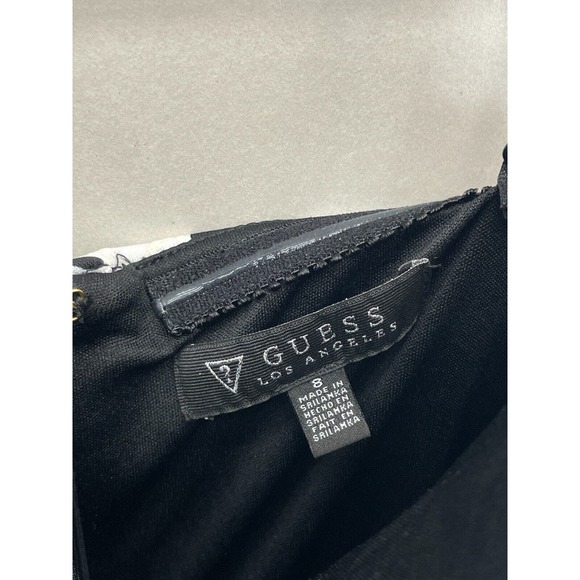GUESS Floral Embroidered Bodycon Removable Spaghetti Straps Black/White Size 8 - Picture 4 of 9
